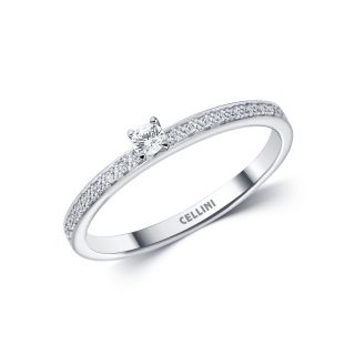 Inel de logodna CLASSIC din aur alb 18K cu diamante 0.25 carate