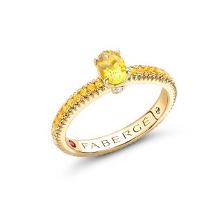 Inel Faberge din aur galben 18k cu safire si diamant