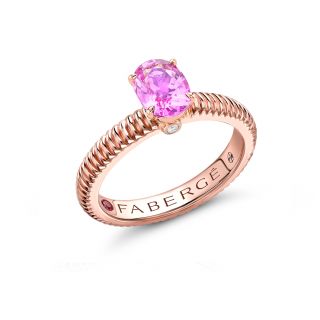 Inel Faberge din aur roz 18k cu safir si diamant