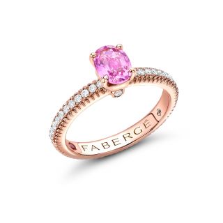 Inel Faberge din aur roz 18k cu safir si diamante