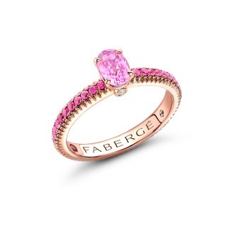 Inel Faberge din aur roz 18k cu safire si diamant
