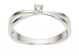 Inel de logodna CLASSIC din aur alb 18K cu diamante 0.07 carate