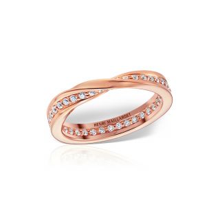 Inel Mobius - Petite din aur roz 18K cu diamante