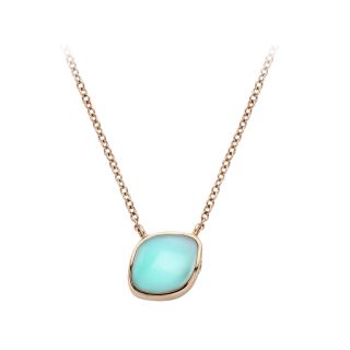 Bigli chain with pendant made of 18K rose gold with topaz and turquoise