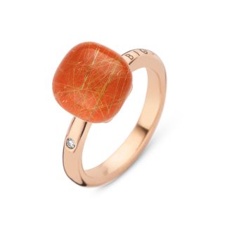 Bigli ring made of 18K rose gold with quartz and agate