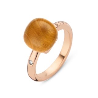 Bigli ring made of 18K rose gold with tiger's eye and crystal
