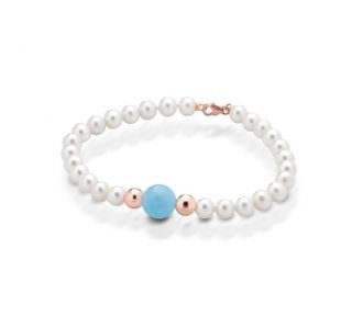 Eva Nobile bracelet made of 18K pink gold with pearl and aquamarine