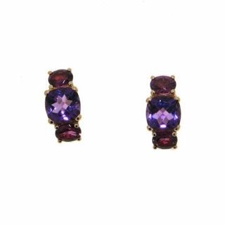 Casato earrings made of 18K rose gold with amethyst and rhodolite