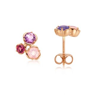 Maria Granacci earrings made of 18K rose gold with amethyst and quartz