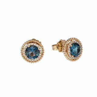 Maria Granacci earrings made of 18K rose gold with London blue topaz and diamond
