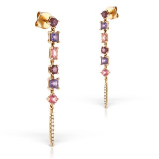 Maria Granacci earrings made of 18K rose gold with rhodolite, amethyst, topaz and diamond