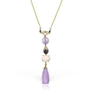 Maria Granacci necklace made of 18K yellow gold with amethyst, quartz, topaz and diamond