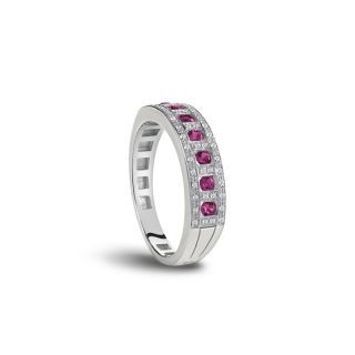 Damiani ring made of 18K white gold with ruby and diamond