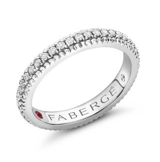 Faberge ring made of 18K white gold with diamond