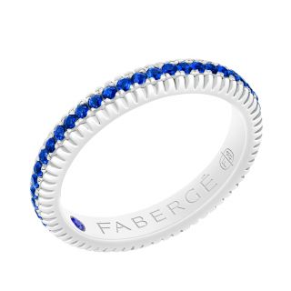 Faberge ring made of 18K white gold with sapphire