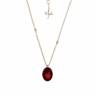 Casato chain with pendant made of 18K rose gold with ruby and diamond