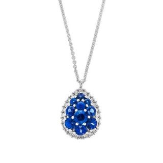 Leo Pizzo chain with pendant made of 18K white gold with sapphire and diamond