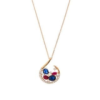 Maria Granacci chain with pendant made of 18K rose gold with sapphire, ruby and diamond