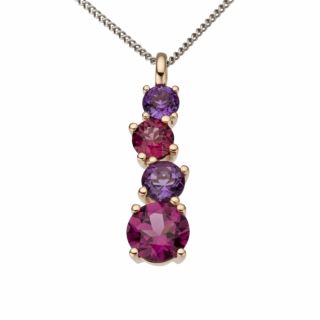 Maria Granacci pendant made of 18K rose gold with rhodolite and amethyst