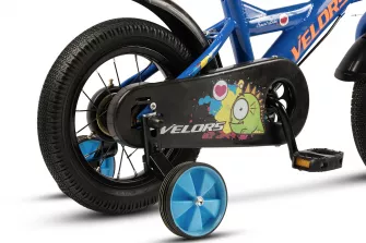 Bicicleta Copii 2-4 ani Velors V1201B 12", Albastru/Portocaliu
