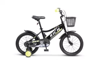 Bicicleta Copii 3-5 ani Rich R1405A 14", Negru/Verde