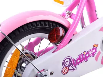 Bicicleta Copii 4-6 ani, Roti 16 Inch, Roti Ajutatoare, ChipMunk  CMO1602C, Roz cu Design Alb - RESIGILATA