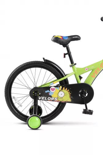 Bicicleta Copii 7-10 ani Velors V2001B 20", Verde/Portocaliu