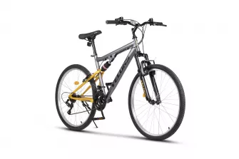 BICICLETE DE MUNTE - Bicicleta MTB-FS Velors Thunder V26205B 26", Gri/Galben, https:carpatsport.ro