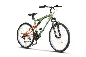 BICICLETE DE MUNTE - Bicicleta MTB-FS Velors Thunder V26205B 26", Verde/Portocaliu, carpatsport.ro