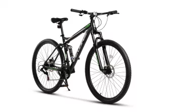 PROMO BICICLETE - Bicicleta MTB Full-Suspension Velors Earth V2960G 29", Negru/Alb/Verde, carpatsport.ro
