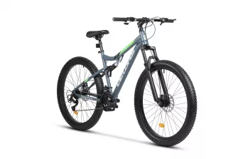 BICICLETE FAT BIKE - Bicicleta MTB-Full Suspension Fat Bike Velors Innovation V27304A 27.5", Gri/Alb/Verde, carpatsport.ro