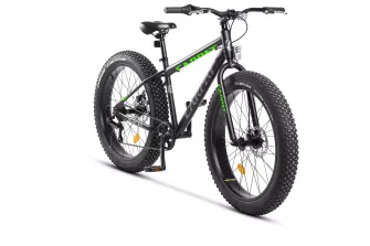 Bicicleta MTB-Fat Bike CARPAT Aventus C26217A, Manete Rotative, 7 Viteze, Roti 26 Inch, Frane Mecanice Disc, Negru/Gri/Verde - RESIGILATA