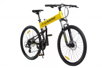 Bicicleta MTB-Folding Hummer CARPAT C2641S, Schimbator Shimano Altus RD-M310-L, 24 Viteze, Cadru Aluminiu, Roti 26 Inch, Frane pe Disc, Galben/Negru