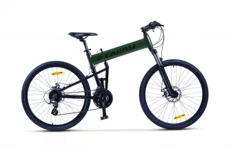 Bicicleta MTB-Folding Hummer CARPAT C2641S, Schimbator Shimano Altus RD-M310-L, 24 Viteze, Cadru Aluminiu, Roti 26 Inch, Frane pe Disc, Verde/Negru