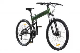 Bicicleta MTB-Folding Hummer CARPAT C2641S, Schimbator Shimano Altus RD-M310-L, 24 Viteze, Cadru Aluminiu, Roti 26 Inch, Frane pe Disc, Verde/Negru