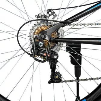 Bicicleta MTB-FS, Saiguan Revoshift 18 Viteze, Roti 27.5 Inch, Frane pe Disc, RICH R2750D, Cadru Negru cu Design Albastru