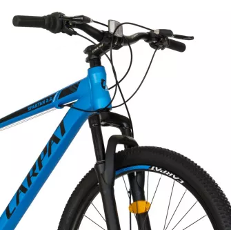 Bicicleta MTB-HT, 21 viteze, Roti 27 Inch, Cadru Aluminiu 6061, Frane pe Disc, Carpat C2758C, Albastru cu Design Negru