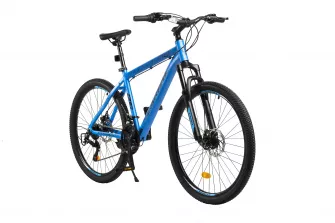 Bicicleta MTB-HT, 21 viteze, Roti 26 Inch, Cadru Aluminiu 6061, Frane pe Disc, Carpat C2684C, Albastru cu Design Negru