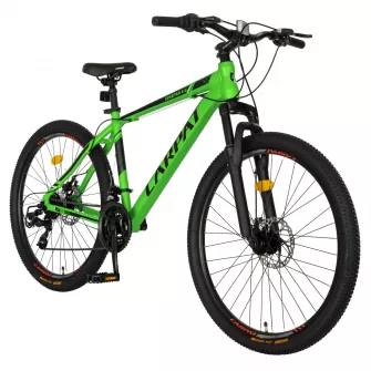 BICICLETE DE MUNTE - Bicicleta MTB-HT, 21 viteze, Roti 27.5 Inch, Cadru Aluminiu 6061, Frane pe Disc, Carpat C2758C, Verde cu Design Negru, https:carpatsport.ro