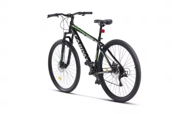 Bicicleta MTB-HT Carpat SPARTAN C2958B, Schimbator Index HE-M50 7 viteze, Roti 29 Inch, Cadru Aluminiu, Frane pe Disc, Negru/Argintiu/Verde