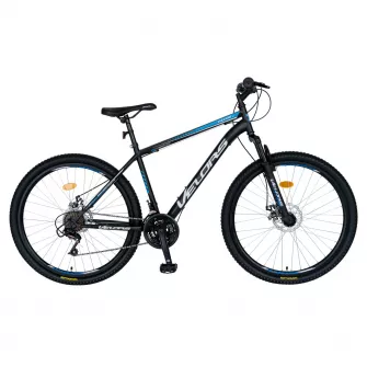 Bicicleta MTB-HT, Schimbator Saiguan, 18 Viteze, Roti 27.5 Inch, Frane pe Disc, Velors V27/09A, Negru cu Design Albastru