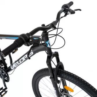 Bicicleta MTB-HT, Schimbator Saiguan, 18 Viteze, Roti 27.5 Inch, Frane pe Disc, Velors V2709A, Negru cu Design Albastru