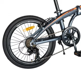 Bicicleta Pliabila, Shimano Tourney 7 Viteze, Roti 20 Inch, Cadru Aluminiu 6061, Frane V-Brake, CARPAT CSC20/52C, Culoare Gri cu Design Portocaliu