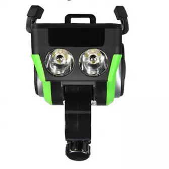 Far/Lanterna LED multifunctionala 5 in 1, suport telefon, lumini far,  difuzor Bluetooth MP3, sonerie, acumulator, Rockbros