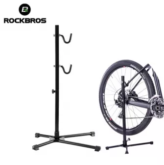 Suport bicicleta din aluminiu, pliabil, reglabil pe inaltime 65 cm, carlig ABS, culoare negru, Rockbros