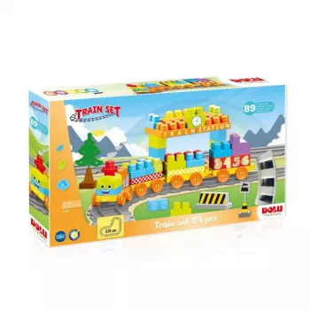 Set de constructii cu trenulet - 89 piese