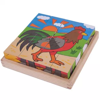 Puzzle cubic - Animalute de la ferma - BigJigs