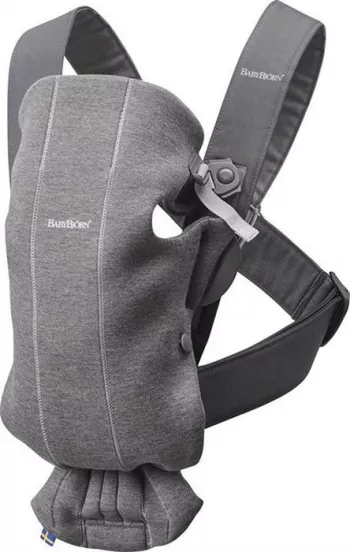 Marsupiu anatomic - Mini - cu pozitii multiple de purtare - Dark Grey, 3D Jersey - BabyBjorn