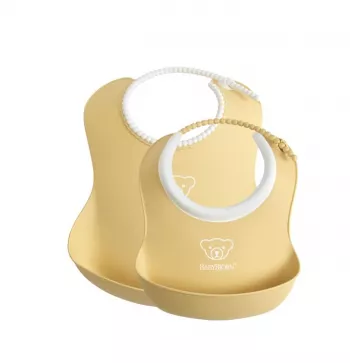Set 2 bavete - Baby Feeding - Set Powder Yellow - BabyBjorn