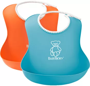 Set 2 bavete - Soft Bib - Orange / Turquoise - BabyBjorn